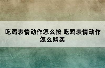 吃鸡表情动作怎么按 吃鸡表情动作怎么购买